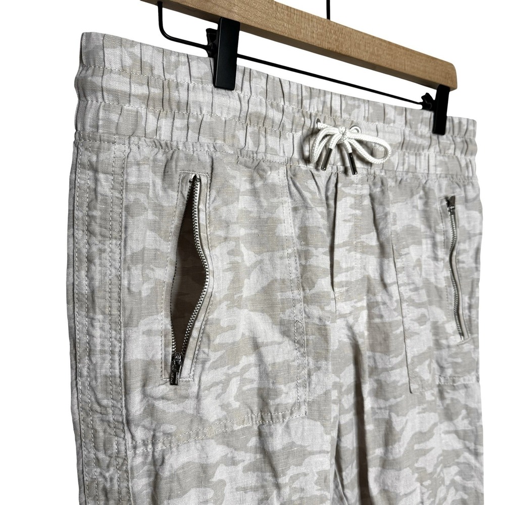 Athleta Women's Cabo Tide Linen Jogger Pants Size 8P 100% Linen Camo Print - Picture 2 of 6
